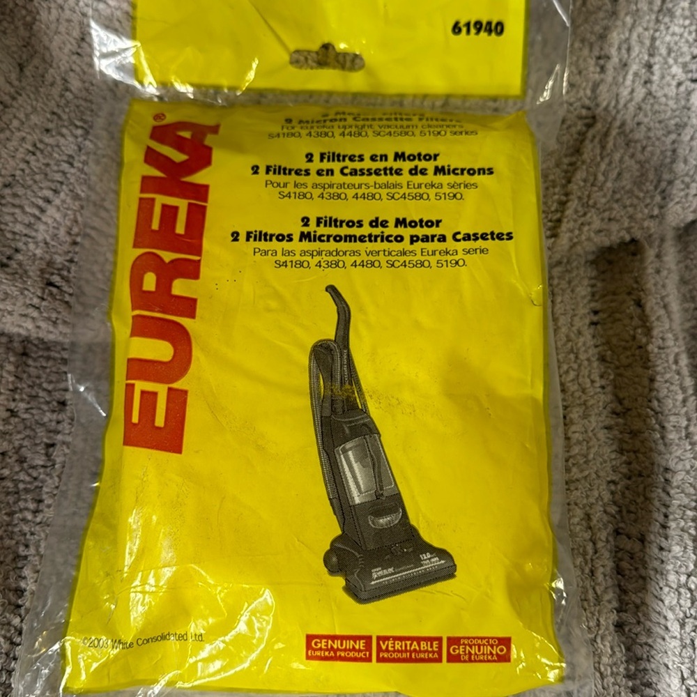 Eureka Package of 2 Motor Filters-2 Micron Cassette Filters NIP